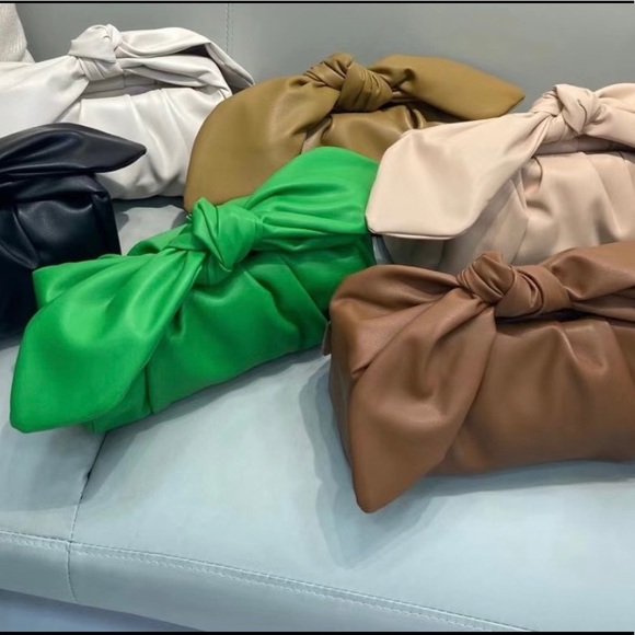 New Shoulder Bag Genuine Leather  Bow Handbag Cloud Lunch bag Underarm Pouch - Picture 8 of 17